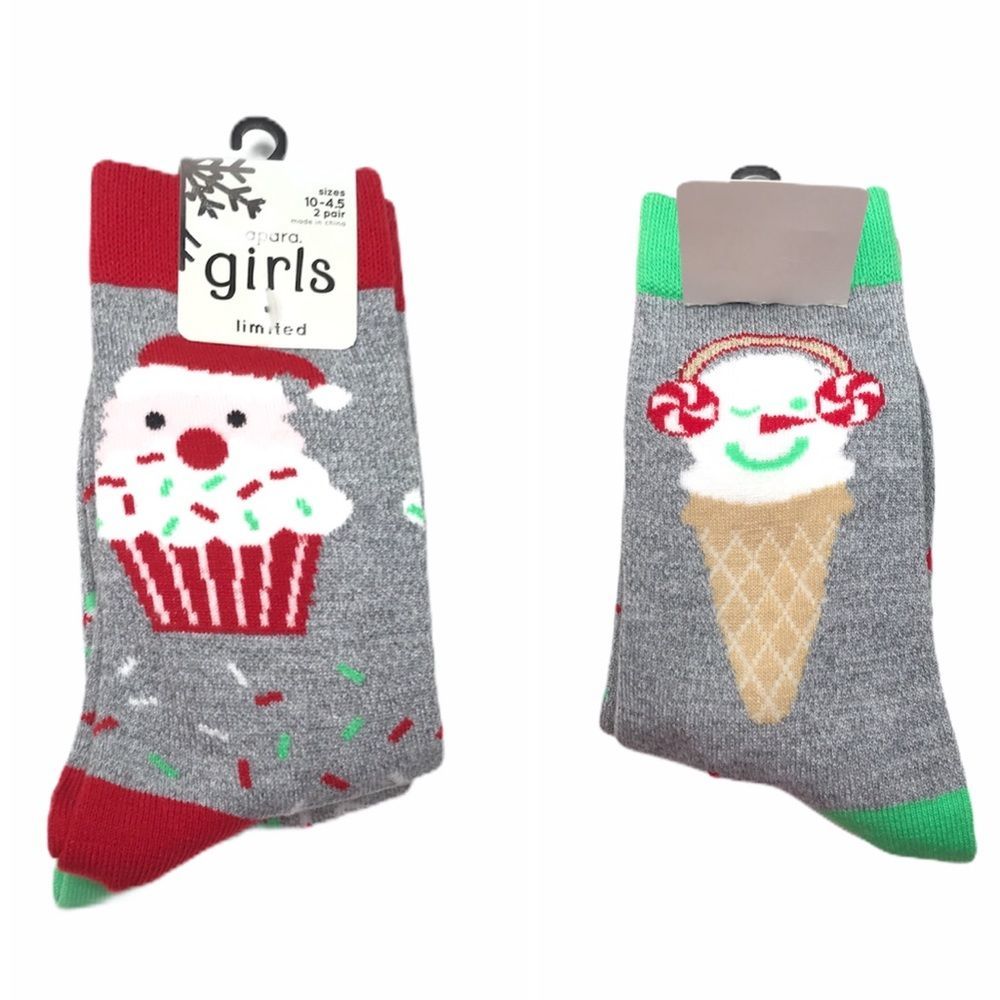 Apara Cupcake & Ice Cream Cone Crew Socks, Gray